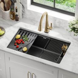 DELTA FAUCET Everest Granite Composite Workstation Kitchen Sink 33 Inch