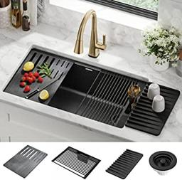 DELTA FAUCET Everest Granite Composite Workstation Kitchen Sink 33 Inch